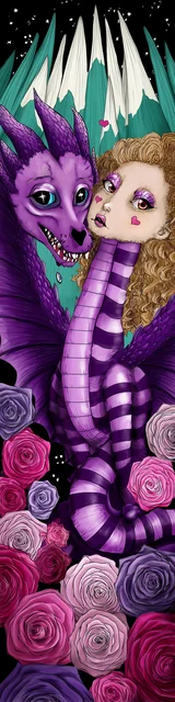 Free dragon bookmark featuring a person’s head on a dragon body